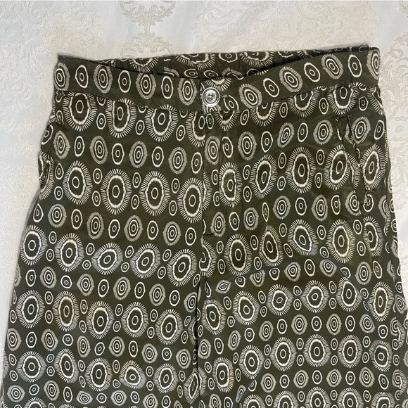 Philosophy High Rise Wide Leg Green Geo Print Pants 100% Viscose Size 6 - Picture 4 of 7